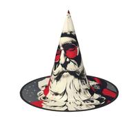 YaWea Bonito sombrero de bruja colgante con estampado de Papá Noel, gorra puntiaguda plegable, gorras de accesorios de disfraces, para fiesta de Halloween, 1 unidad