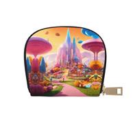 YaWea Candy Land - Cartera pequeña de piel con estampado de tierra para tarjetas de crédito, tarjetero, organizador de tarjetas, Blanco, Talla única