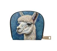 YaWea Cartera pequeña de piel con estampado de llama de alpaca para tarjetas de crédito, tarjetero, organizador de tarjetas, Blanco, Talla única