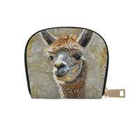 YaWea Cartera pequeña de piel con estampado de llama de alpaca para tarjetas de crédito, tarjetero, organizador de tarjetas, Blanco, Talla única