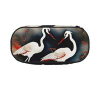 YaWea Estuche organizador de gran capacidad con dos grullas japonesas volando con pintura tradicional para lápices, bolsa grande para lápices para la universidad, el hogar y la oficina