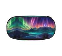 YaWea Estuche organizador de gran capacidad con estampado de auroras boreales oscuras, bolsa de almacenamiento grande para la universidad, el hogar y la oficina