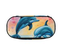 YaWea Estuche organizador de gran capacidad con estampado de delfines en amor, bolsa de almacenamiento grande para la universidad, el hogar y la oficina