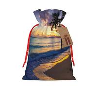 YaWea Impresionante bolsa de lino de arpillera con estampado de playa de Jamaica, regalos de fiesta de Navidad, bolsa de regalo para regalos, talla S