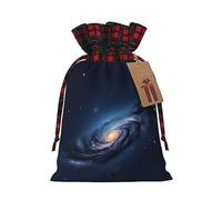 YaWea Universe Milky Way - Bolsas de regalo de Navidad con estampado de galaxia para Navidad, bolsas de dulces de Navidad, suministros de fiesta, saco de arpillera con cordón