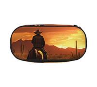 YaWea West Desert Cactus con Cowboys Riding Horses3 - Estuche organizador de gran capacidad para lápices, bolsa de almacenamiento grande para la universidad, el hogar y la oficina