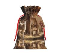 YaWea Wild Animals Retro Farmhouse2 - Bolsa de lino de arpillera con estampado de animales salvajes, bolsa de regalo para regalos tamaño S