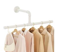 Yawinhe Perchero de Pared para Colgar Ropa, 51cm, Colgante de Prendas de Metal Retro Desmontable, Barras de Suspensión Industrial, para Sala de Estar, Cocina, 1-Pack, Color Crema