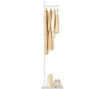 Yawinhe Percheros de Pie, Percha independiente en forma de L, Base de losa de roca,Perchero para Abrigos Adecuado para Guardar Ropa, Bolsos y Sombreros, Blanco, 39x26x174cm, SMJ101W