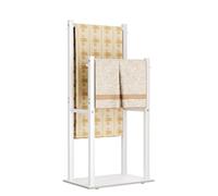 Yawinhe Toallero de Pie con 2 Barras, Toalleros de Baño para Mantas, Juego Completo de Toallas, Toallas de Baño, Bufandas, 39x26x80cm, Blanco, SMJ002W-