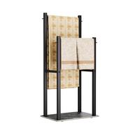 Yawinhe Toallero de Pie con 2 Barras, Toalleros de Baño para Mantas, Juego Completo de Toallas, Toallas de Baño, Bufandas, 39x26x80cm, Negro, SMJ002B-
