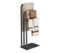 Yawinhe Toallero de pie, Soporte de Barra, Estante Independiente de Acero Inoxidable, con 3 Barras, para Toallas de baño, Ropa, 39x26x90cm, Negro,1 Paquete, SMJ001B-