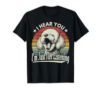 Yawn Bichon Frise Te escucho, no voy a escuchar Sunset Retro Camiseta