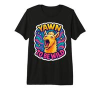 Yawn To Be Wild Funny Bostezando Llama Perezoso Soñoliento Cansado Alpaca Camiseta Premium