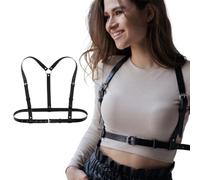 YAWOXIJ Punk Cinturón de Arnés de Cintura para Mujer, Cuerpo de Cuero Cadena de Pecho Gótico, Cinturón Joyería Corporal Ajustable, Cuerpo de Cuero PU Cadena de Pecho, para cosplay, Fiesta, negro