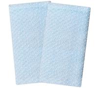 YAWYO 2 Unidades Toalla Exfoliante, Extra Larga Japonesa para Ducha, Estropajo Corporal para Hombre y Mujer, Textura 3D (Cuadrícula Azul)