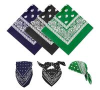 YAWYO 3 Bandanas de Diseño Paisley, Pañuelos de Cabeza Multiusos Unisex, Accesorio Estilo Cowboy para Hombre y Mujer (Negro, Verde Hierba, Azul Marino)