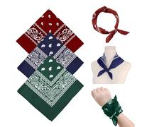 YAWYO 3 Bandanas Multiusos con Estampado Paisley, Unisex, para el Pelo, para Mujer y Hombre, Accesorios Vaqueros (Verde Oscuro, Rojo Vino, Azul Marino)