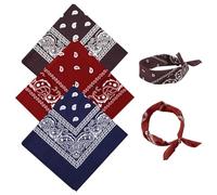 YAWYO 3 Piezas Bandanas, Pañuelo Multifuncional para el Pelo con Estampado Paisley, Cintas para la Cabeza Unisex para Hombre y Mujer, Accesorios de Vaquero (Café, Burdeos, Azul Marino)