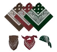 YAWYO 3 x Bandanas con Estampado de Paisley, Pañuelos Cabeza Multiusos Accesorios Cowboy de Algodón, Diademas Unisex (Verde Oscuro, Café, Burdeos)