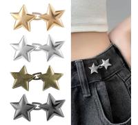 YAWYO 4 Pares de Clips Ajustadores de Cintura, Clips para Pantalones para Ajustar la Cintura. Ajustable con Estrellas, Sin Costura. Accesorios para Jeans, Faldas y Mangas Holgadas (4 Colores)