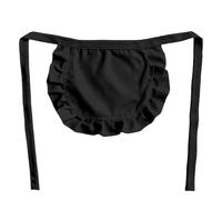 YAWYO Delantal Negro Ajustable con Volantes para Mujeres y niñas, diseño de Media Cintura para Cocina, Restaurante, cafetería, Fiestas y Disfraces