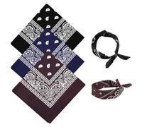 YAWYO Juego de 3 Bandanas con Estampado de Paisley, Pañuelo Multifuncional para el Pelo, Diadema Unisex para Mujer y Hombre, Accesorios de Vaquero (Café, Negro, Azul Marino)