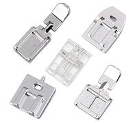 YAWYO Juego de 5 Prensatelas Universales para Máquina de Coser, Kit con Prensatelas de Doble Arrastre y Prensatelas de Cremallera Invisible, para Máquinas de Coser de Caña Baja