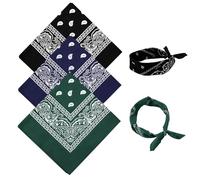 YAWYO Pack de 3 Bandanas, Pañuelo Multifuncional con Estampado de Paisley, Diadema Unisex para Hombre y Mujer, Accesorios de Cowboy (Verde Oscuro, Negro, Azul Marino)