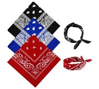 YAWYO Pack de 3 Bandanas, Pañuelos para el Pelo Multifuncionales Estampado Paisley, Bandana Unisex para Hombre y Mujer, Accesorios de Cowboy (Negro, Rojo Brillante, Azul Real)