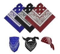 YAWYO Pack de 3 Bandanas Unisex, Pañuelos Cabeza con Estampado de Paisley, Absorbente y Multiusos para Mujer y Hombre, Accesorios de Vaquero (Azul Real, Negro, Burdeos)