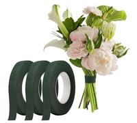 YAWYO Pack de 3 Rollos de Cinta de Florista Verde, 12mm de Ancho, Cinta Floral para Forrar Tallos y Arreglos Florales, Accesorios y Suministros de Floristería