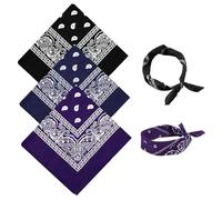YAWYO Paquete de 3 Bandanas, Pañuelos Multiusos con Estampado de Paisley, Bandanas para el Cabello Unisex para Hombre y Mujer, Accesorios de Vaquero (Morado Oscuro, Negro, Azul Marino)