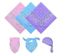 YAWYO Set de 3 Pañuelos, Pañuelo Multiusos con Estampado Paisley, Bandanas y Cintas Unisex para Mujer y Hombre, Accesorios Cowboy (Rosa, Lila Claro, Azul Cielo)