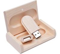 Yaxiny Memoria 2.0 USB 128GB Pendrive Hoja de Madera Divertido Pen Drive 128GB con Caja de Regalo de Madera Práctico Unidad Flash USB Almacenamiento para Regalo de Cumpleaños Llave USB