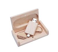 Yaxiny Memoria USB C de 8 GB, unidad flash USB C, memoria USB 3.0, alta velocidad, OTG dual, caja de madera de arce para TV, coche, smartphone, PC, portátil