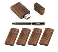 Yaxiny Paquete de 5 Memoria USB Flash Rectangular de Madera de Nogal 2.0 USB de 1GB Disco USB Memory Stick con Madera
