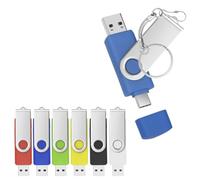 Yaxiny Paquete de 6 memorias USB C de 16 GB, unidad flash USB 3.0 Stick USB C de alta velocidad Dual OTG 6 colores metal Pen Drive para TV, coche, smartphones, PC, portátil
