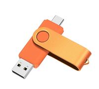 Yaxiny Unidad flash USB C de 16 GB, 1 unidad, OTG USB C Pen Drive, USB 2.0 y USB C, memoria tipo C para smartphone USB USB C Android, color naranja metálico