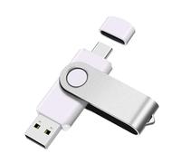 Yaxiny Unidad flash USB C de 32 GB, 1 unidad, OTG USB C Pen Drive, USB 2.0 y USB C, memoria tipo C para smartphone USB USB C Android, color blanco metálico
