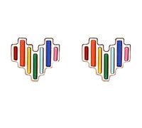 YAXUN Pendientes Mujer Plata de ley 925 Pendientes Stud de Forma de Corazón del Arcoiris de Joyería Regalo de Moda para Mujeres y Niñas - Tamaño: 5 mm