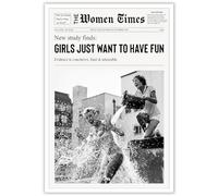 YAXZLWR Funny Girls York News Girls Just Want To Have Fun - Póster decorativo para pared de baño, impresión de periódico, lienzo vintage en blanco y negro para mujeres pequeñas, estética, funky, para