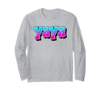 Yaya Graffiti Nombre Personalizado Azul Rosa Mujeres Niñas Manga Larga