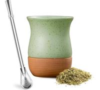 YAYA Market Set Mate de Cerámica y Madera 240 ml - Incluye mate Premium, Bombilla de Acero y Cepillo de Limpieza - Ideal para Preparar Yerba con Estilo Moderno y Tradicional