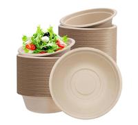 yayafunfun 100 Piezas Cuencos Desechables Papel de Caña de Azúcar de 220 ml Pequeño, Marrón Cuencos Desechables para Sopa Ensalada, Redondo, Orgánico, Compostables para Fiestas/Picnics/Hogar/Bodas