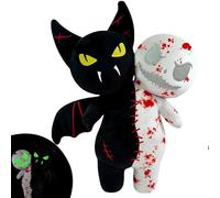 yayafunfun Peluche de Halloween con fantasma de murciélago, 25 cm, juguete de peluche espeluznante, monstruo creativo negro, cojín de felpa suave para niños, regalo de cumpleaños, cama suave