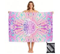 yayafunfun Toallas de playa grandes de microfibra de secado rápido para adultos, 160 x 90 cm, toalla de baño de ojos rosados, toallas de viaje con bolsillo, toalla de playa ligera para mujeres y