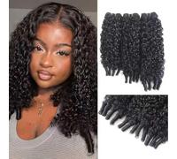 YAYAHAIR Burmese Curly Bundles Human Hair with Spiral Curls 12 14 16 Inch | Human Hair Bundles 100% Unprocessed Brazilian Remy Virgin Quick Double Weft Weave Hair for Women Natural Black Color 210g