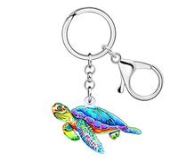 YAYAKO Llavero acrílico de tortuga marina, accesorios para amantes de los animales del océano, regalo para mujeres, niñas, niños, mochila, monedero, azul, M