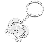 YAYAKO Llavero de Acero Inoxidable Tiburón Tortuga Delfín Cangrejo Caballito de Mar Animales del Océano Llavero para Mujer Niña Bolso Coche Llavero (Plateado Cangrejo)